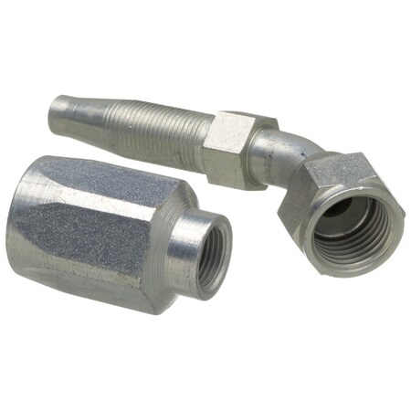 Gates Female JIC 37 degrees Flare Swivel, 45 degrees Bent Tube, Steel 723700535